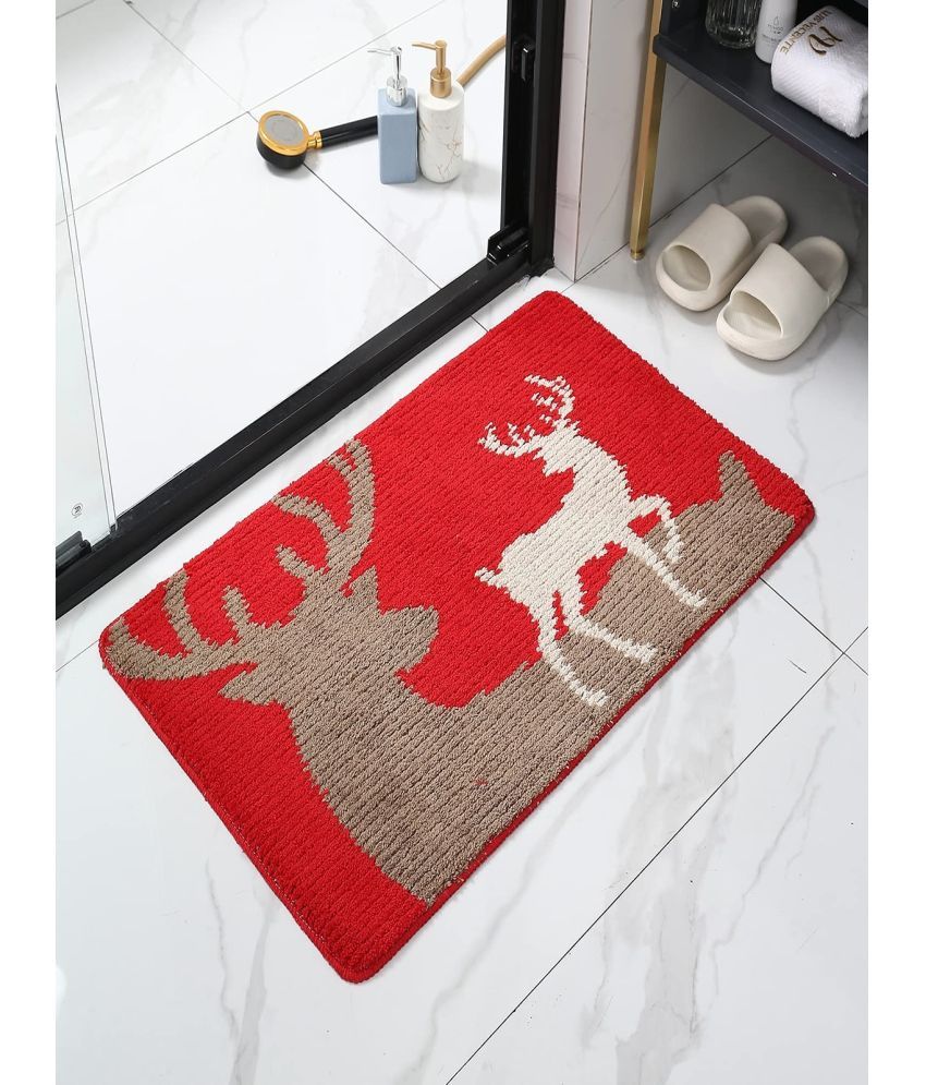     			HOKIPO Anti-skid Microfibre Bath Mat 40x60 cm ( Pack of 1 ) - Red