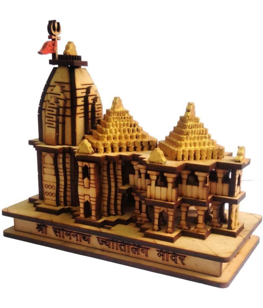     			vivek homesaaz Hand Carved Wooden 3D Somnath Temple Miniature- 13 Cm- pack of 1