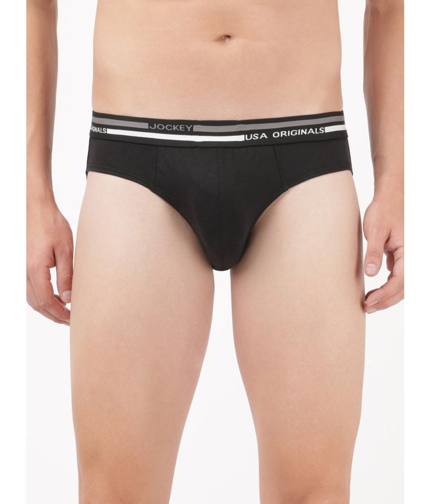     			Jockey US49 Men Super Combed Cotton Solid Brief with Ultrasoft Waistband - Black
