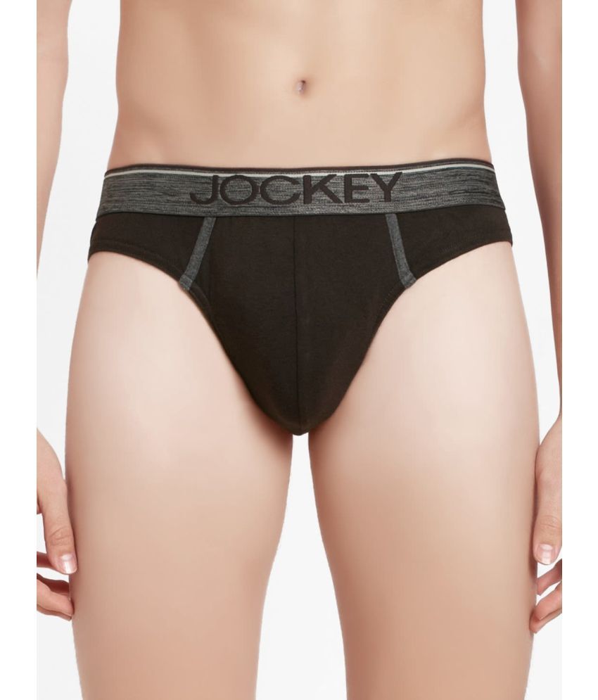     			Jockey 8044 Men Super Combed Cotton Rib Solid Brief with Ultrasoft Waistband - Brown