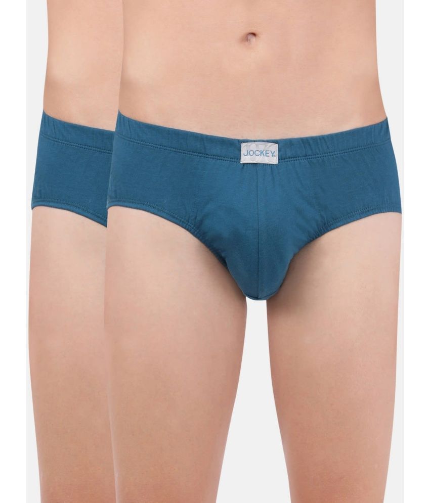     			Jockey 8035 Men Super Combed Cotton Solid Poco Brief - Seaport Teal (Pack of 2)
