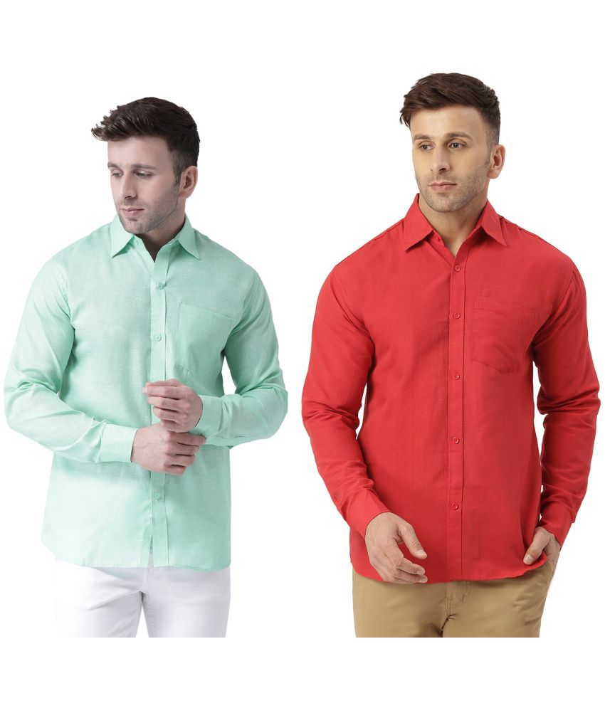     			KLOSET By RIAG 100% Cotton Regular Fit Solids Full Sleeves Men's Casual Shirt - Red ( Pack of 2 )
