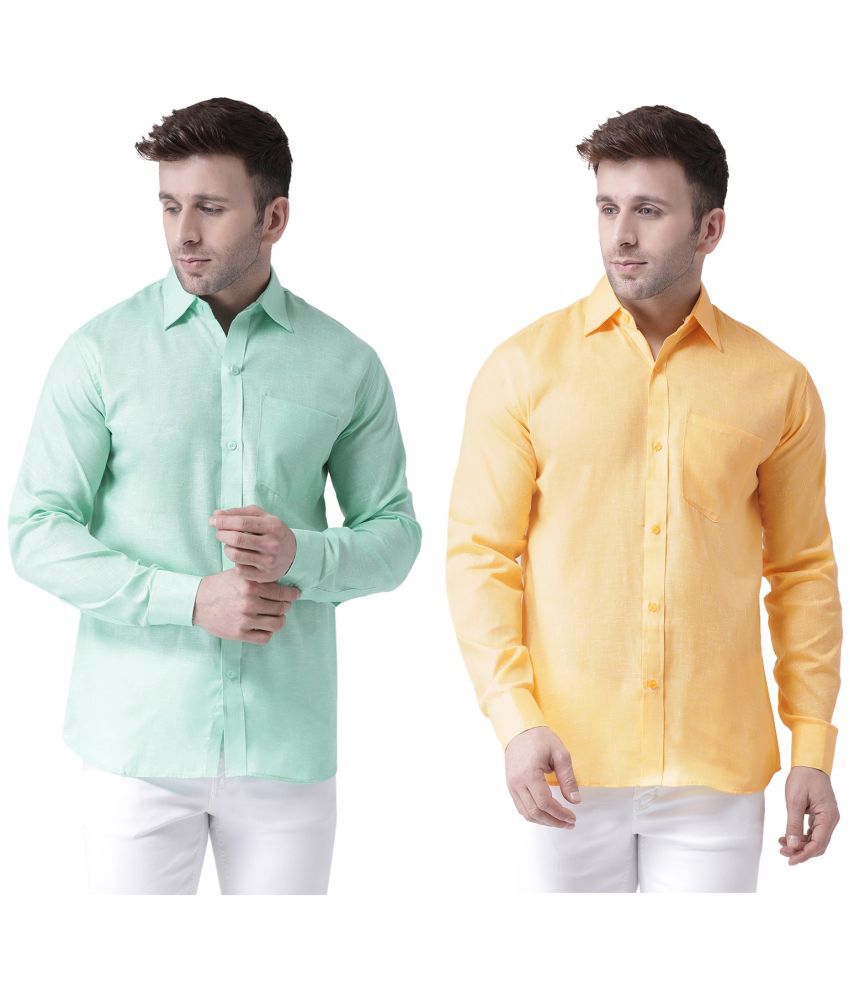     			KLOSET By RIAG 100% Cotton Regular Fit Solids Full Sleeves Men's Casual Shirt - Yellow ( Pack of 2 )