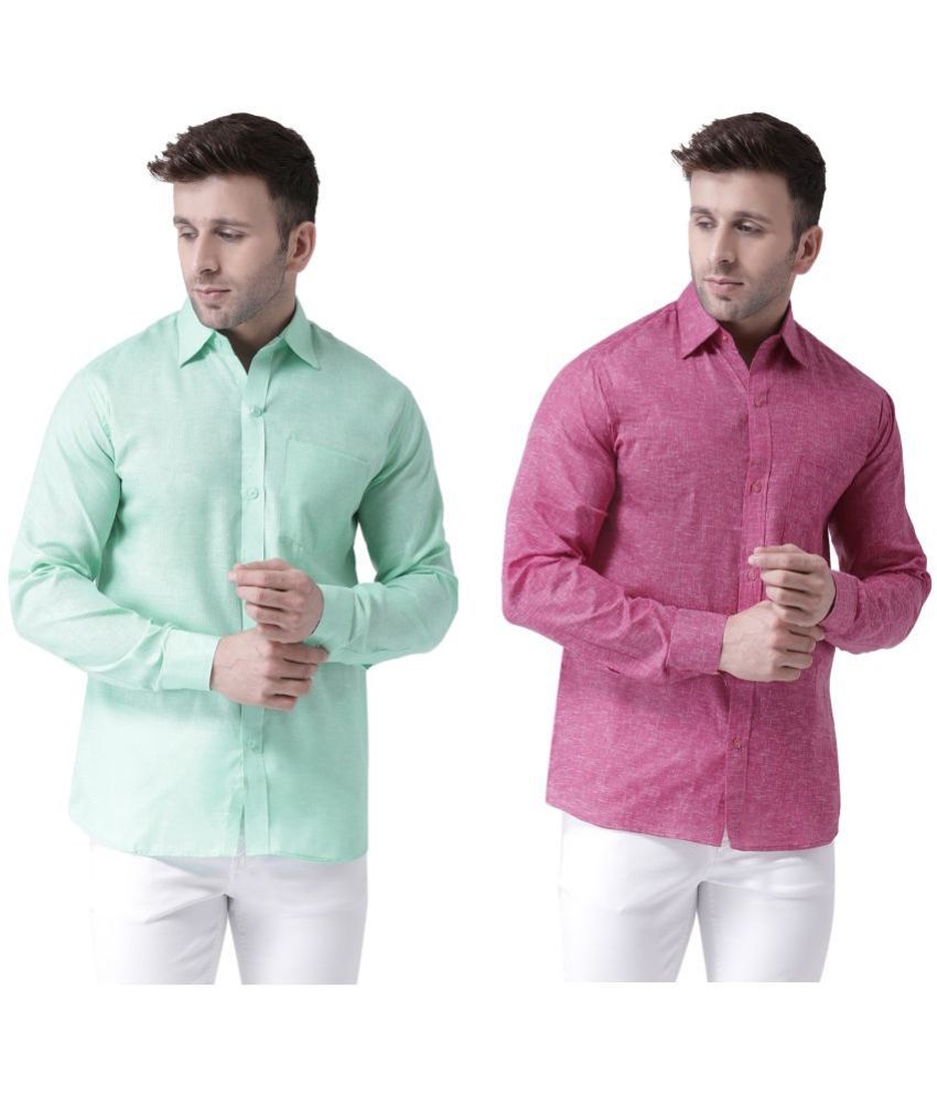     			KLOSET By RIAG 100% Cotton Regular Fit Self Design Full Sleeves Men's Casual Shirt - Magenta ( Pack of 2 )