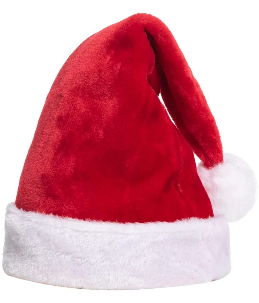     			Kaku Fancy Dresses Santa Clause Cap | Santa Hat | Santa Hat for Kids | Red Christmas Caps 1pcs Free Size  - Red