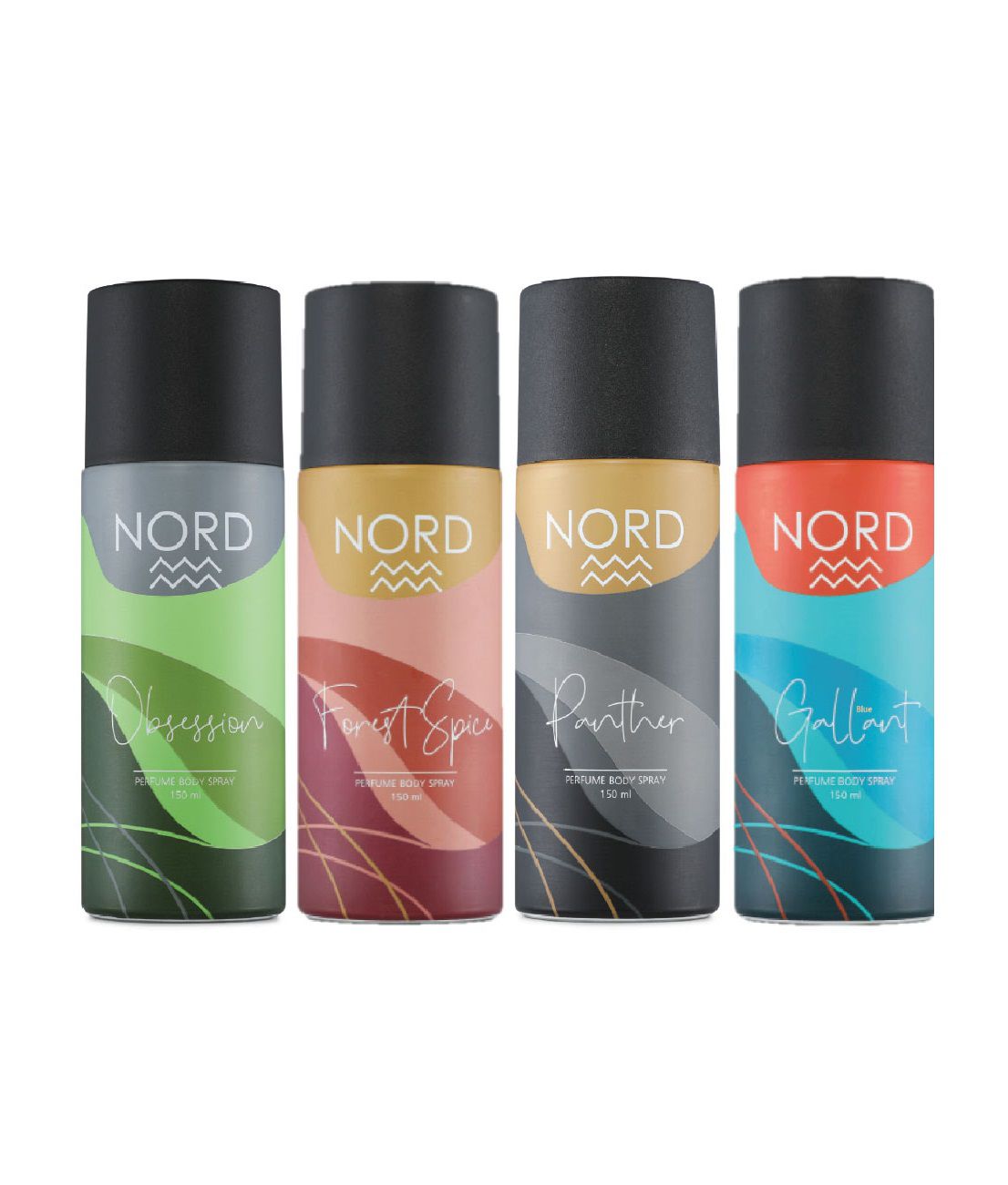     			NORD Deodorant Body Spray - Obsession, Forest Spice, Gallant and Panther 150 ml each (Pack of 4)