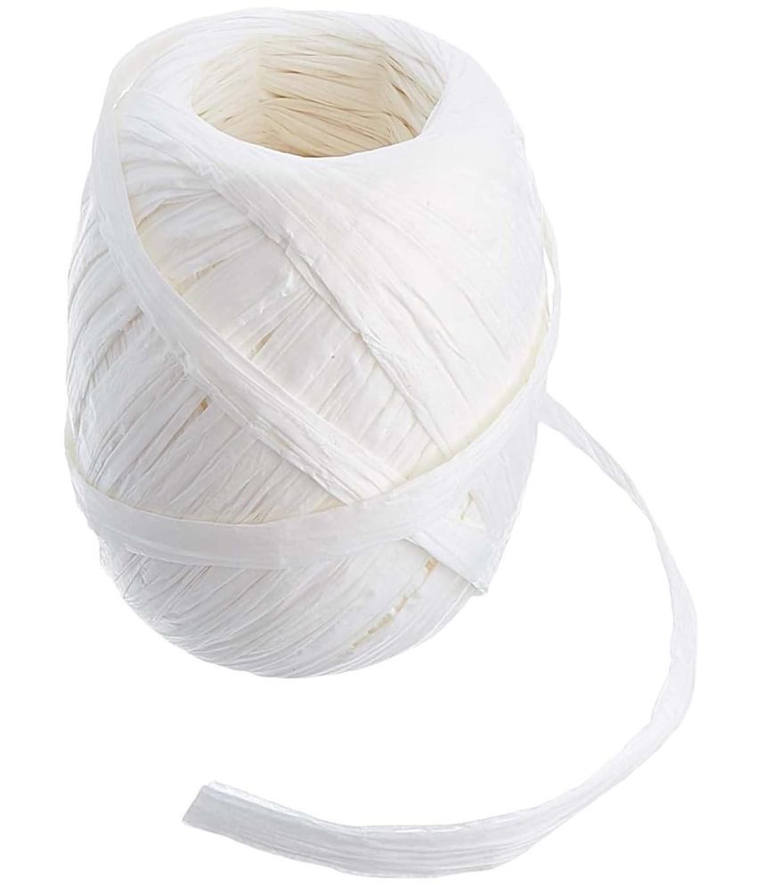     			PRANSUNITA Raffia Paper Ribbon Twine Yarn String Rope for Hand Knitting, Crochet, Gift Wrapping, Christmas, Florist, DIY Gift Box Packing - Width 3 cm (70 MTS - 50 GMS) -1 Roll