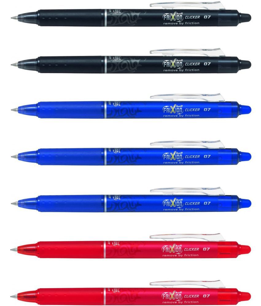     			Pilot Frixion Clicker Ball Pen Blue 3, Black 2 and Red 2