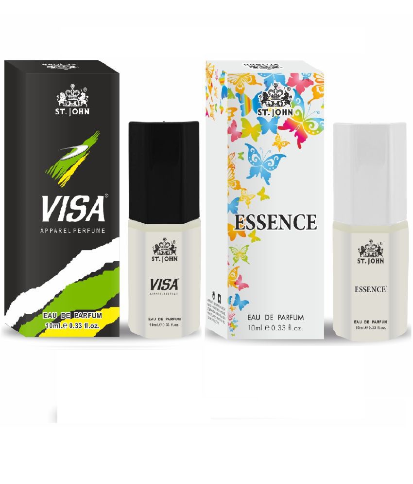     			St. John - Essence & Visa Perfume for Men 10ml Each Eau De Parfum (EDP) For Men 10ml ( Pack of 2 )