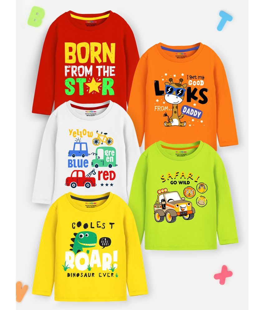     			Trampoline Multicolor Cotton Blend Boy's T-Shirt ( Pack of 5 )