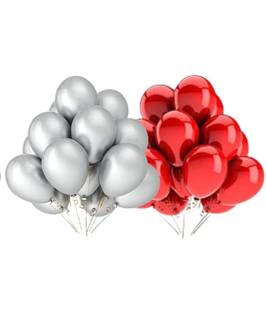     			Urban classic Red Silver Decoration Kit - Set of 51 Pcs: 25 Red balloons, 25 Silver balloons with 1 arch strip for Decoration for Birthday, Anniversary, Bachelorette, Bridal Shower, New Year, Graduation, Retirement, Festival decoration