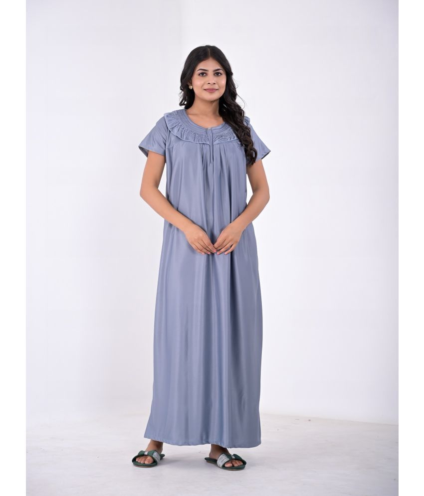     			Apratim Grey Satin Women's Nightwear Nighty & Night Gowns ( Pack of 1 )