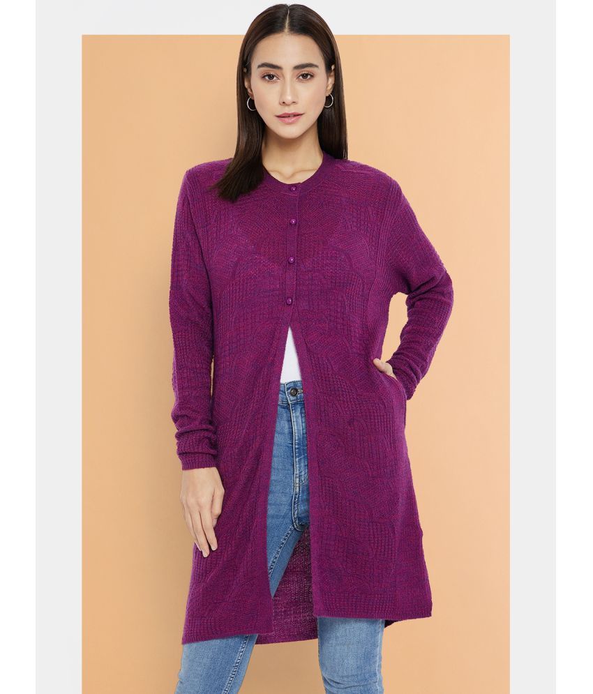     			Clapton Acro Wool Round Neck Women's Cardigans Dress - Purple ( )