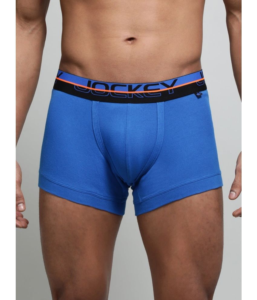     			Jockey FP03 Men Super Combed Cotton Rib Solid Trunk with Ultrasoft Waistband - Rich Royal Blue