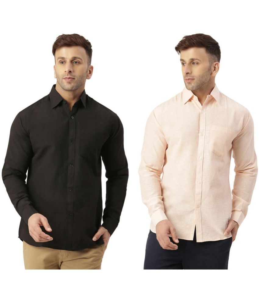     			KLOSET By RIAG 100% Cotton Regular Fit Solids Full Sleeves Men's Casual Shirt - Peach ( Pack of 2 )