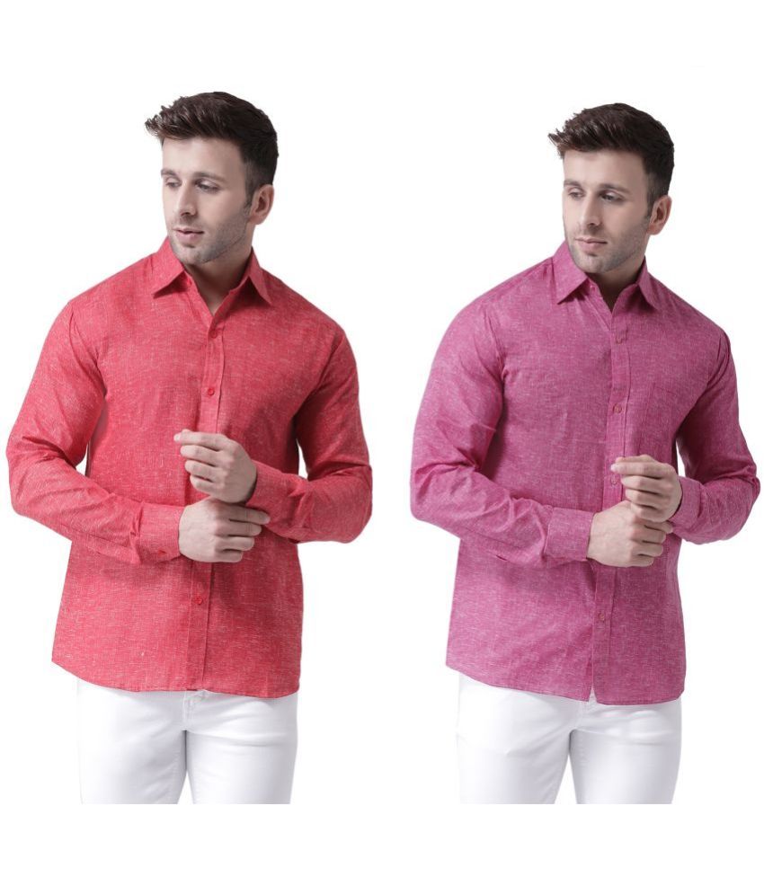     			KLOSET By RIAG 100% Cotton Regular Fit Solids Full Sleeves Men's Casual Shirt - Magenta ( Pack of 2 )