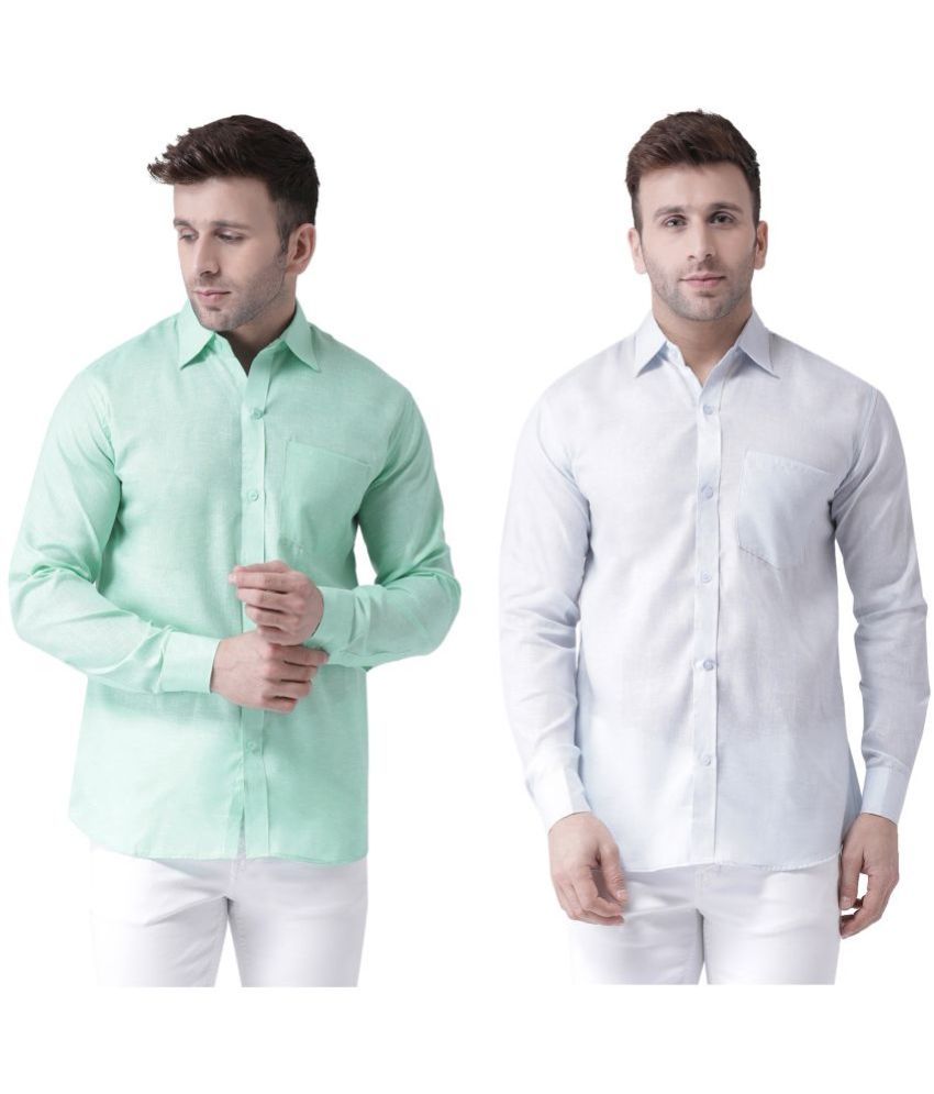     			KLOSET By RIAG 100% Cotton Regular Fit Solids Full Sleeves Men's Casual Shirt - Off-White ( Pack of 2 )