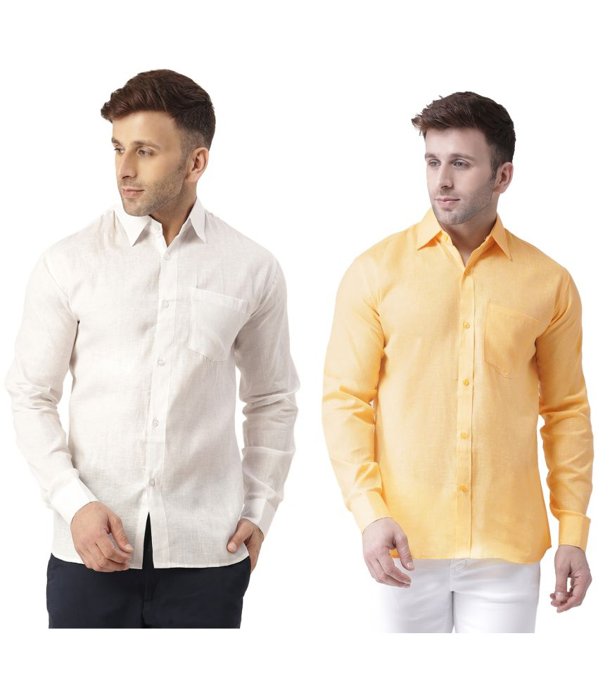     			KLOSET By RIAG 100% Cotton Regular Fit Solids Full Sleeves Men's Casual Shirt - Yellow ( Pack of 2 )