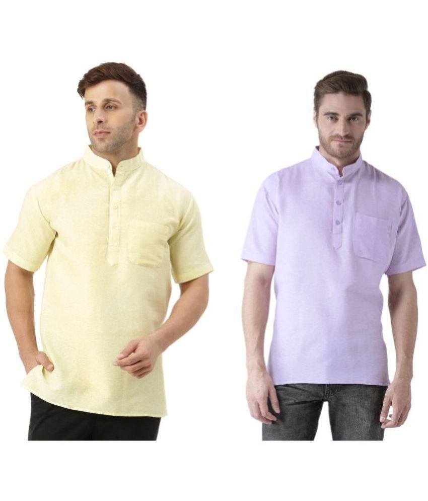     			KLOSET By RIAG Lavender Cotton Men's Shirt Style Kurta ( Pack of 2 )