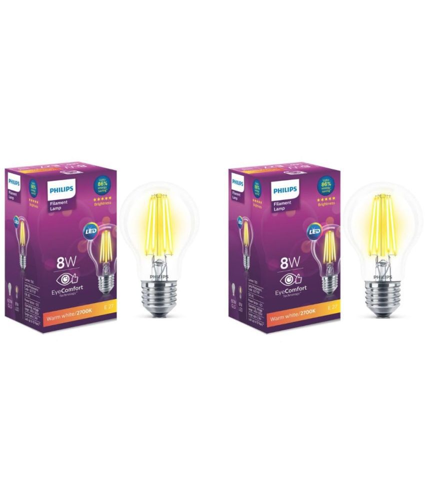     			Philips 8w Warm White LED Bulb ( Pack of 2 )