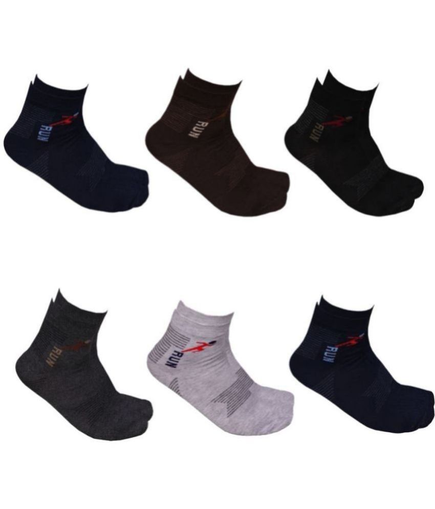     			SUNTAP Cotton Men's Printed Multicolor Ankle Length Socks ( Pack of 6 )
