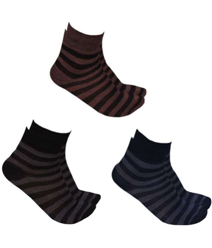     			SUNTAP Cotton Men's Striped Multicolor Ankle Length Socks ( Pack of 3 )