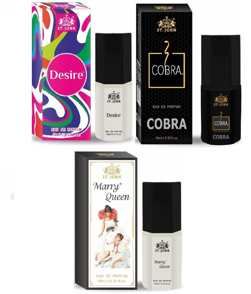     			St. John Desire,Cobra & Marry Queen Perfume 10ml Each Eau De Parfum (EDP) For Men,Women 10ml ( Pack of 3 )