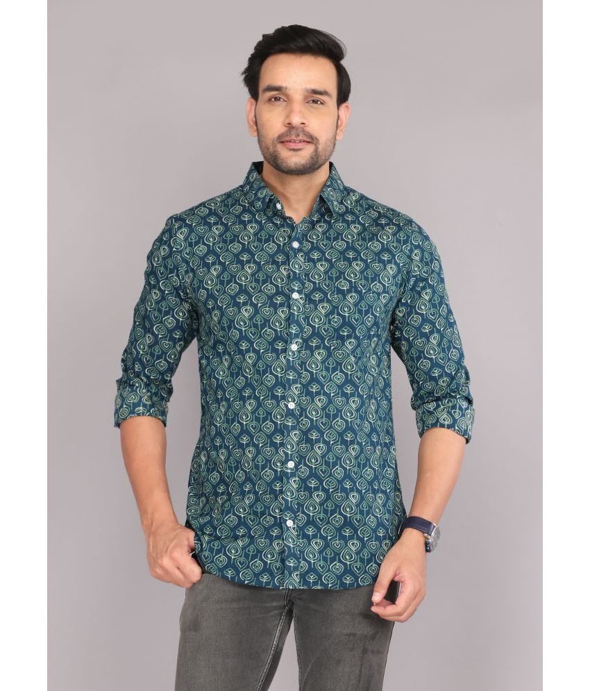     			ravishree Cotton Blend Regular Fit Printed Full Sleeves Men's Casual Shirt - Navy Blue ( Pack of 1 )