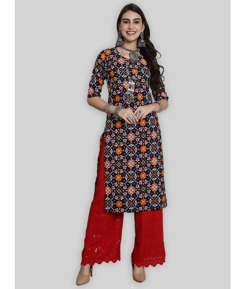     			1 Stop Fashion Crepe Printed Straight Women's Kurti - Multicolor ( Pack of 1 )