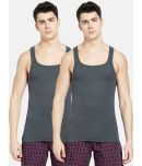 Jockey US26 Men Super Combed Cotton Rib Square Neckline Gym Vest - Charcoal Melange (Pack of 2)