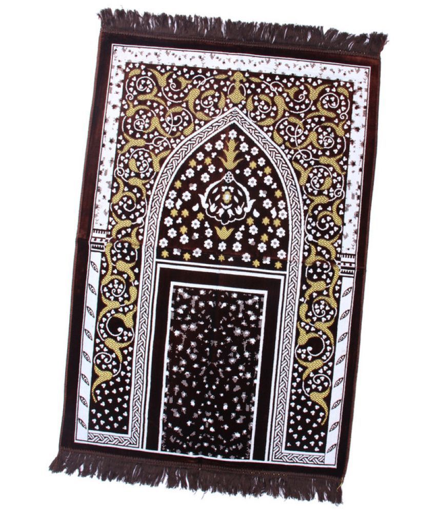     			ADIRNY Brown Single Regular Velvet Prayer Mat ( 110 X 70 cm )