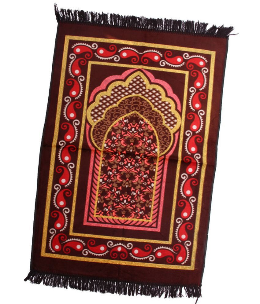     			ADIRNY Brown Single Regular Velvet Prayer Mat ( 115 X 75 cm )