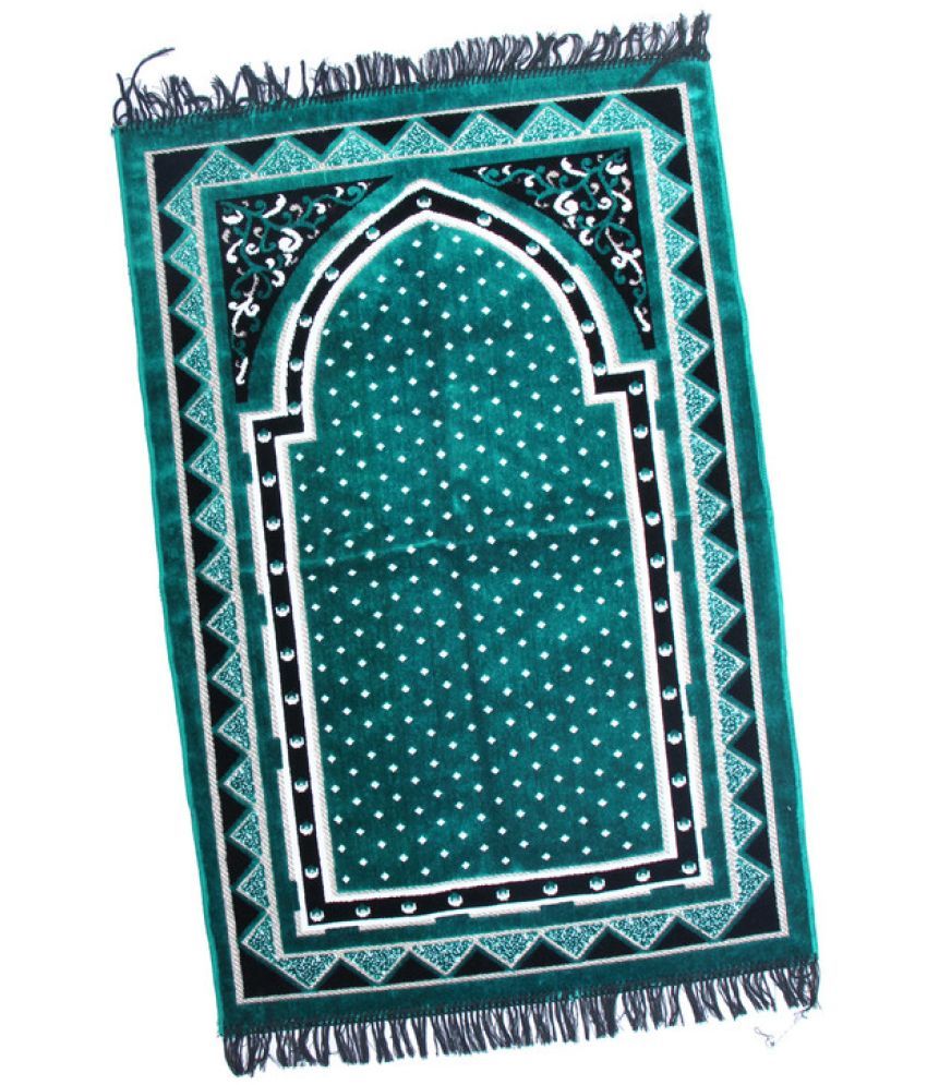     			ADIRNY Green Single Regular Velvet Prayer Mat ( 110 X 70 cm )