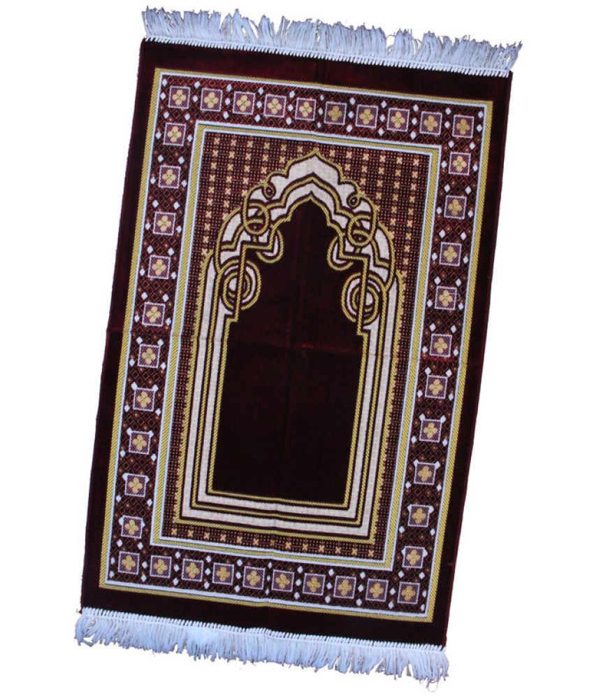     			ADIRNY Maroon Single Regular Velvet Prayer Mat ( 110 X 70 cm )