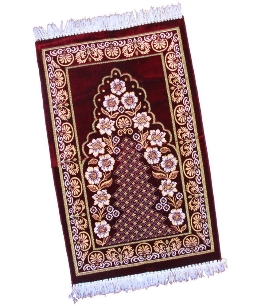     			ADIRNY Maroon Single Regular Velvet Prayer Mat ( 110 X 70 cm )