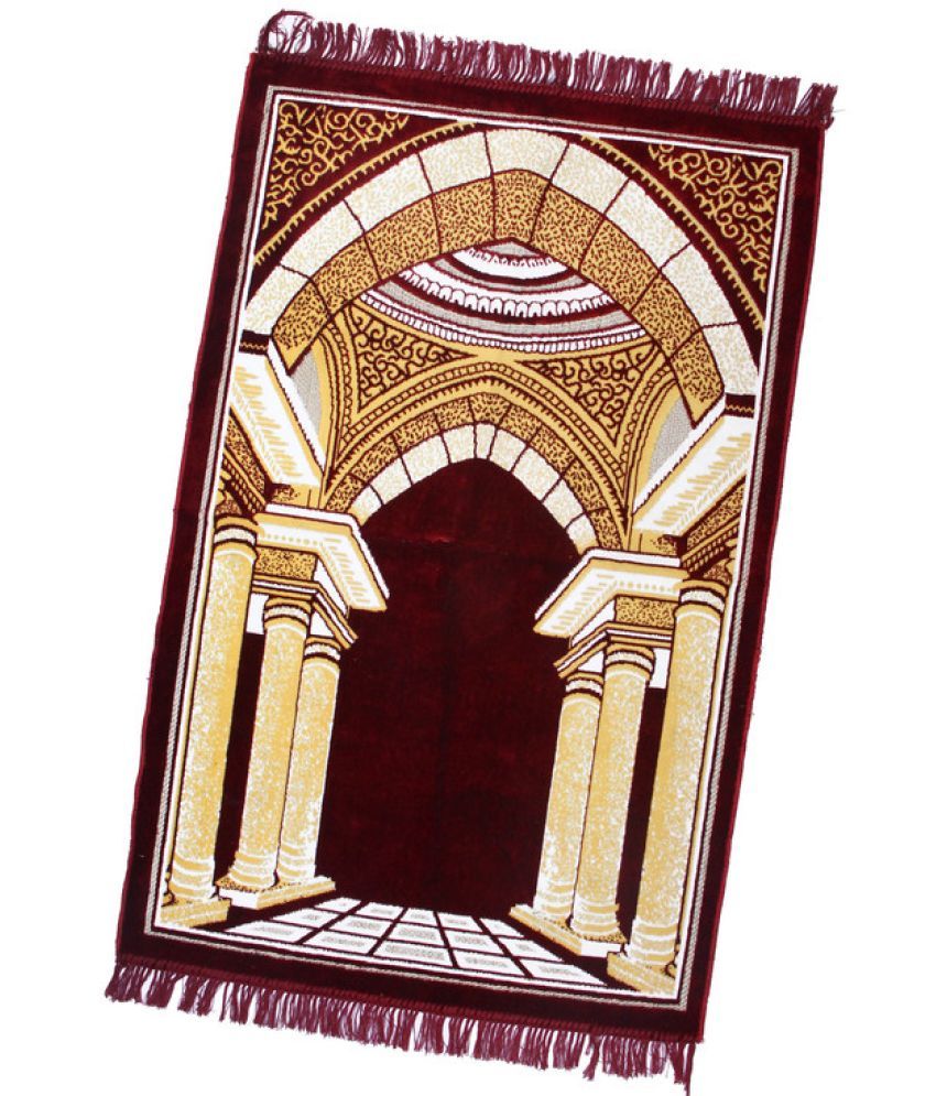     			ADIRNY Maroon Single Regular Velvet Prayer Mat ( 110 X 70 cm )