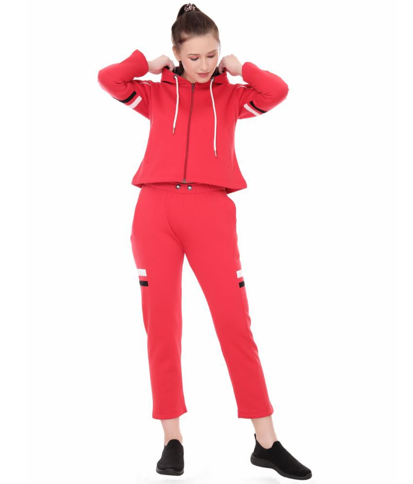     			Belle Fleur Red Cotton Solid Tracksuit - Pack of 1