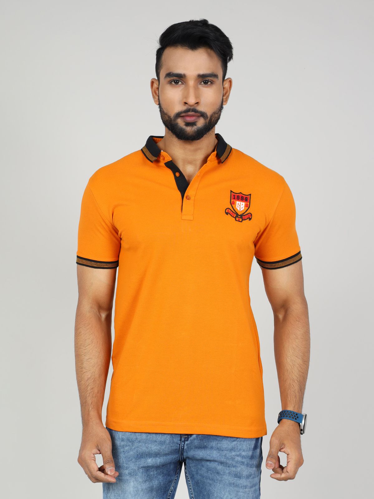     			GAME BEGINS Cotton Slim Fit Solid Half Sleeves Men's Polo T Shirt - Orange ( Pack of 1 )