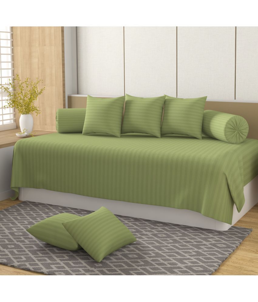     			HIDECOR Microfibre Vertical Striped Diwan Set 8 Pcs - Green