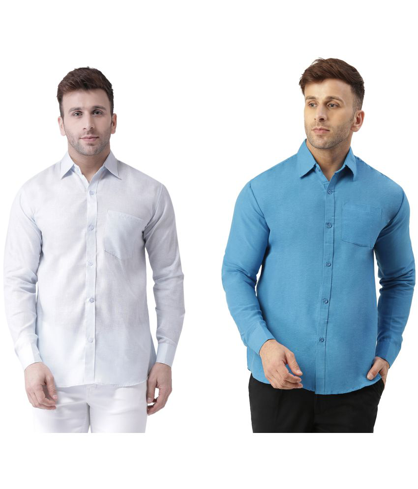     			KLOSET By RIAG 100% Cotton Regular Fit Solids Full Sleeves Men's Casual Shirt - Blue ( Pack of 2 )