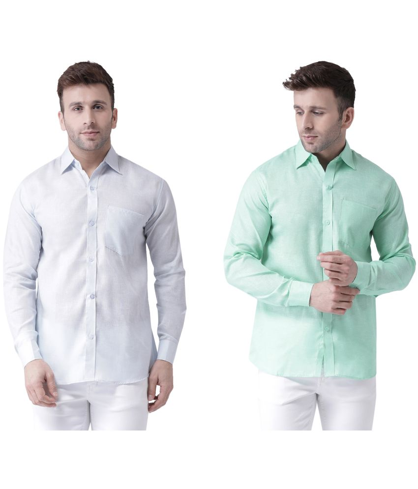     			KLOSET By RIAG 100% Cotton Regular Fit Solids Full Sleeves Men's Casual Shirt - Turquoise ( Pack of 2 )