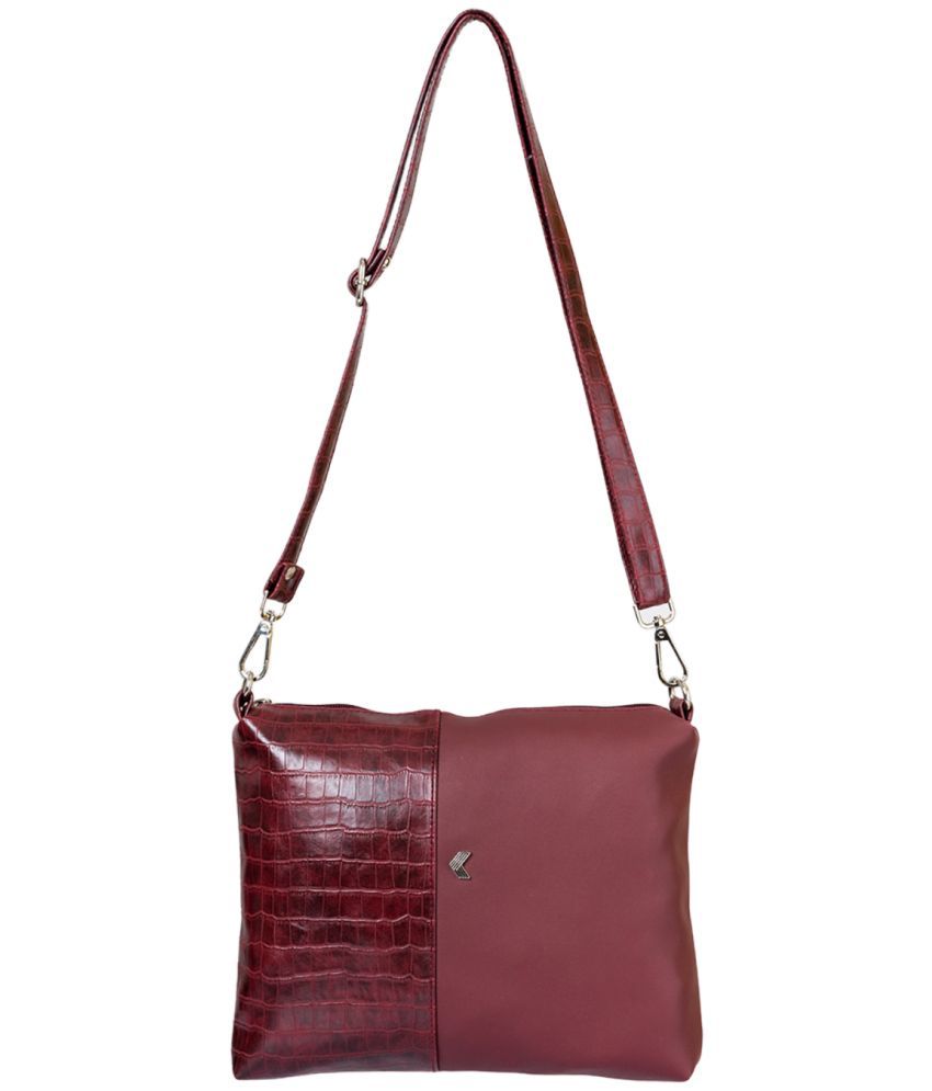     			Khadim's Maroon Faux Leather Sling Bag