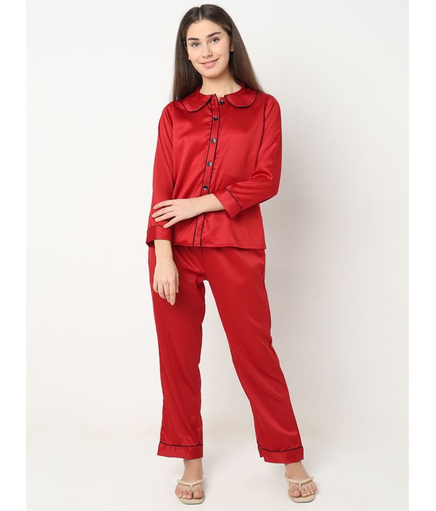     			Smarty Pants Maroon Satin Women's Nightwear Pajamas ( Pack of 1 )