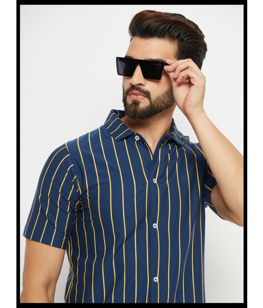     			renuovo 100% Cotton Regular Fit Striped Half Sleeves Men's Casual Shirt - Blue ( Pack of 1 )