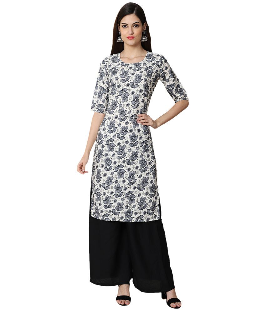     			1 Stop Fashion Crepe Printed Straight Women's Kurti - Silver ( Pack of 1 )