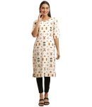 1 Stop Fashion Crepe Printed Straight Women's Kurti - White ( Pack of 1 )