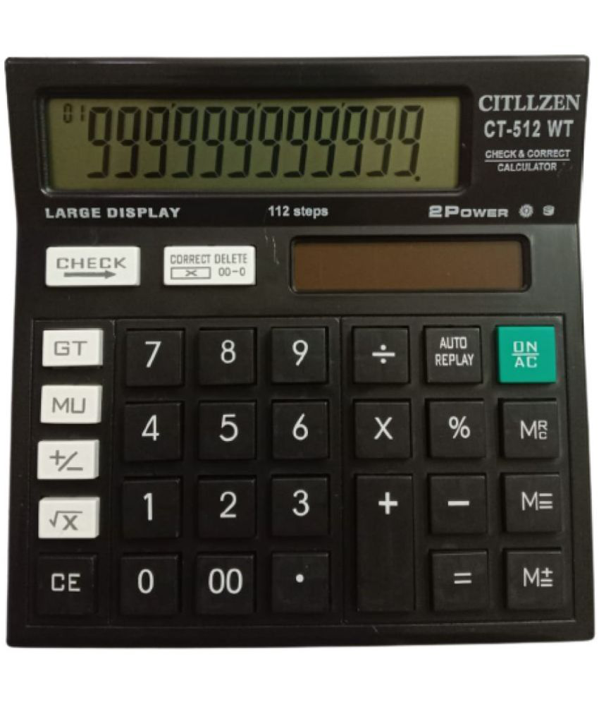     			2340 F- 1PC  BLACK  CT-512WT  CALCULATOR 120 Steps Check & Correct 12 Digit Premium Desktop Calculator( PACK OF 1)