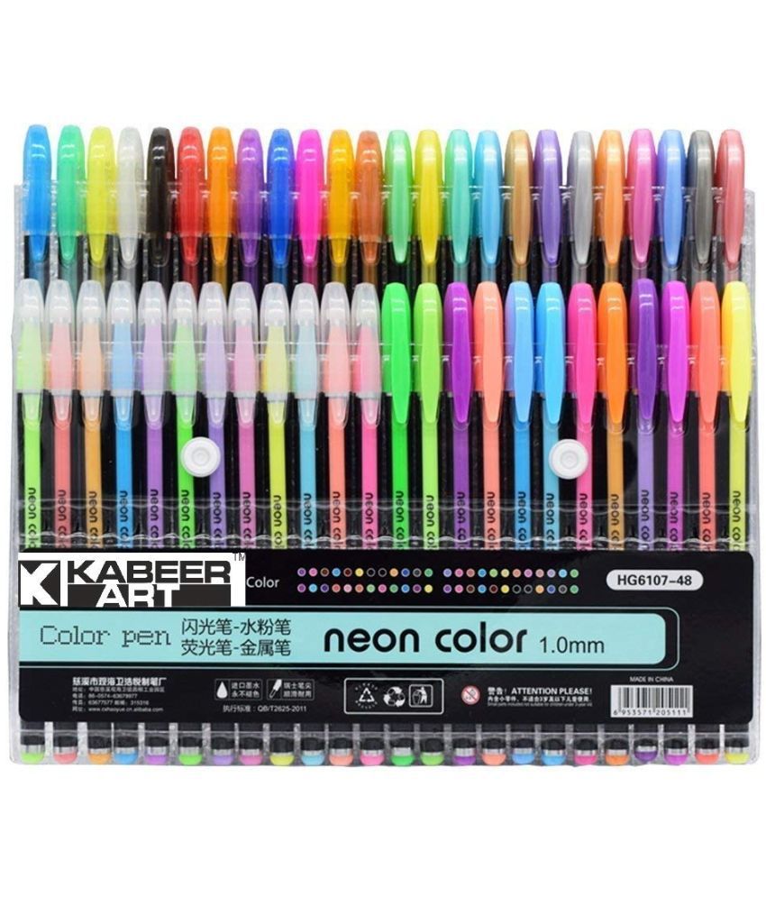     			48 Pc Color gel pens,Glitter, Metallic, Neon pens Set Good gift For Coloring,Sketching,Painting, Drawing