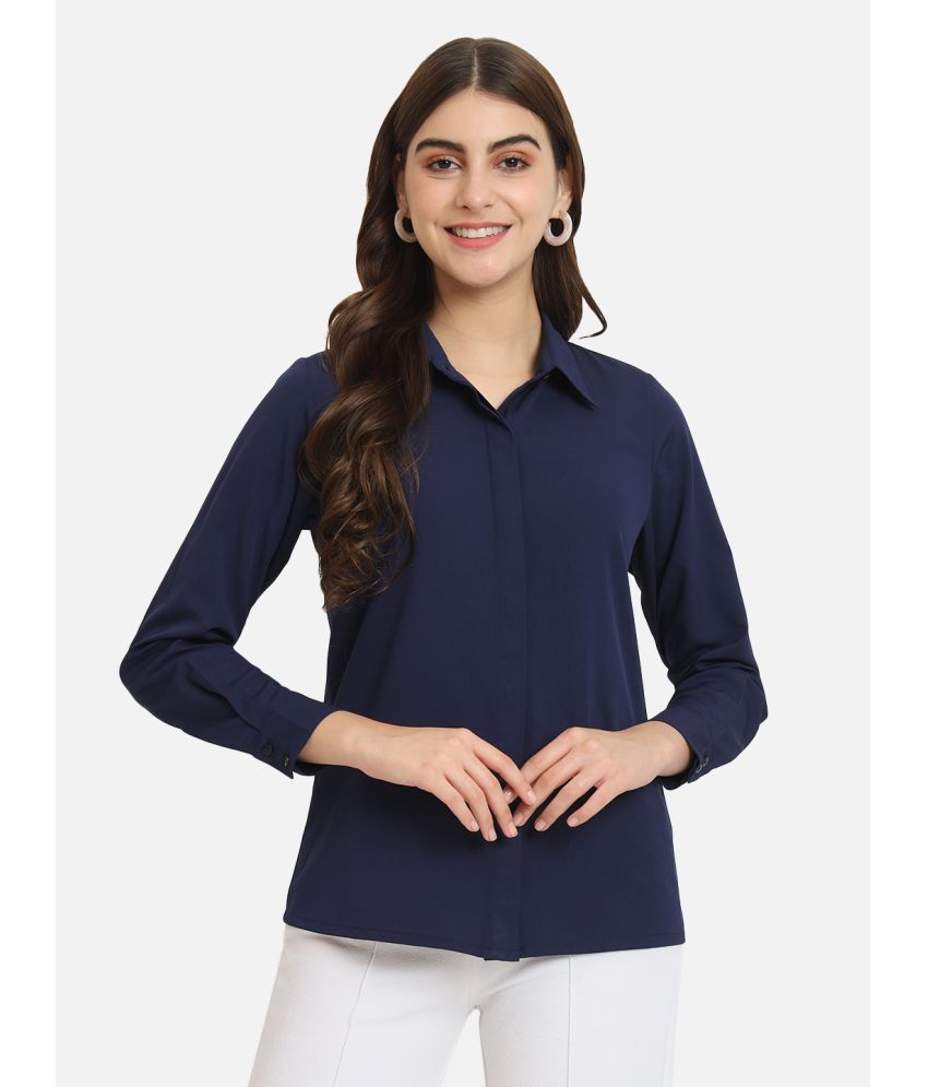     			ALL WAYS YOU Navy Blue Crepe Women's Shirt Style Top ( Pack of 1 )