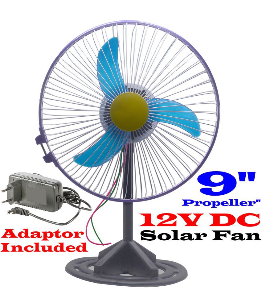     			DC 12 Volt Solar 9" Mini Table Fan